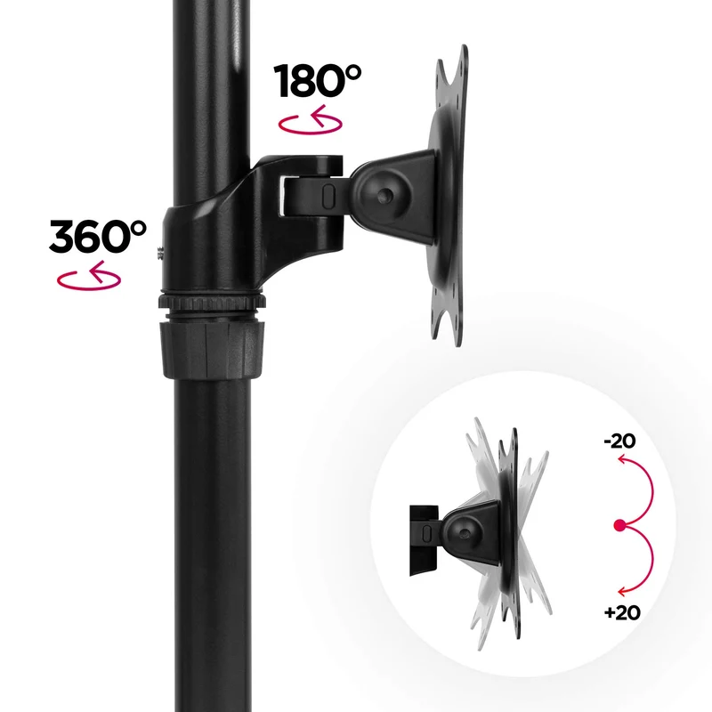 Duronic DM451X1 Support d'écran PC à Pince pour Bureau | Gestion des câbles intégrés au Bras | Rotatif/Inclinable/Pivotable | Compatibilité Universelle avec Moniteur VESA 75/100 | Aluminium