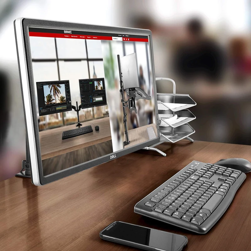 Duronic DM451X1 Support d'écran PC à Pince pour Bureau | Gestion des câbles intégrés au Bras | Rotatif/Inclinable/Pivotable | Compatibilité Universelle avec Moniteur VESA 75/100 | Aluminium