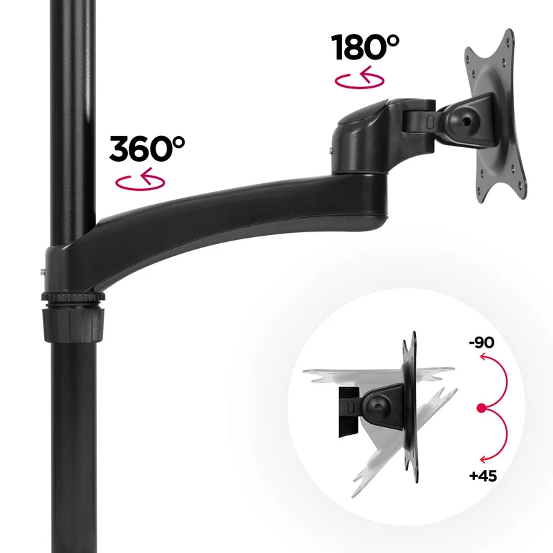 Duronic DM451X2 Support écran PC à pince pour bureau | Passe câble inclus | Hauteur ajustable | Rotatif / Inclinable / Pivotable | Compatibilité universelle avec moniteur VESA 75/100 | Aluminium