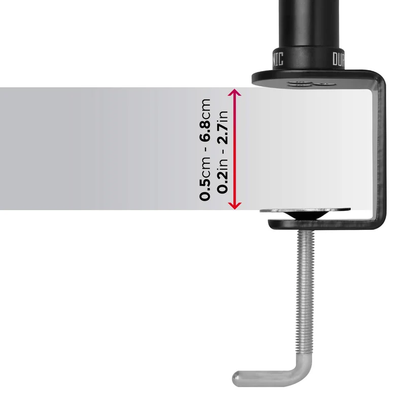 Duronic DM351X1 Support écran PC à pince pour bureau | Hauteur ajustable | Rotatif / Inclinable / Pivotable | Compatibilité universelle avec moniteur VESA 75/100 | Potence et bras en aluminium