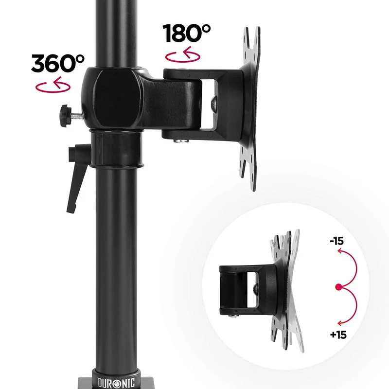 Duronic DM35V2X1 Support Vertical pour 2 écrans à Pince pour Bureau | Hauteur Ajustable | Inclinable/Pivotable | Compatibilité Universelle avec Moniteur VESA 75/100 | Aluminium | Passe câble Inclus