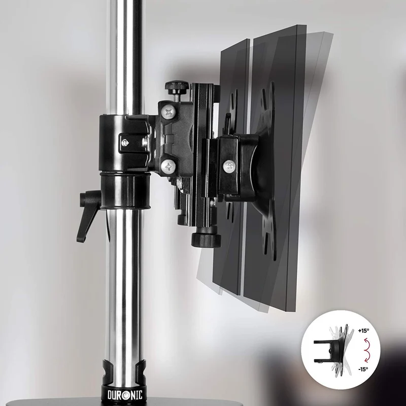 Duronic DM753 Support Triple 3 écrans de PC sur Socle | Hauteur Ajustable | Rotatif et Inclinable | Compatibilité avec Moniteur VESA 75/100 | Potence et Bras en Aluminium | Passe câble Inclus