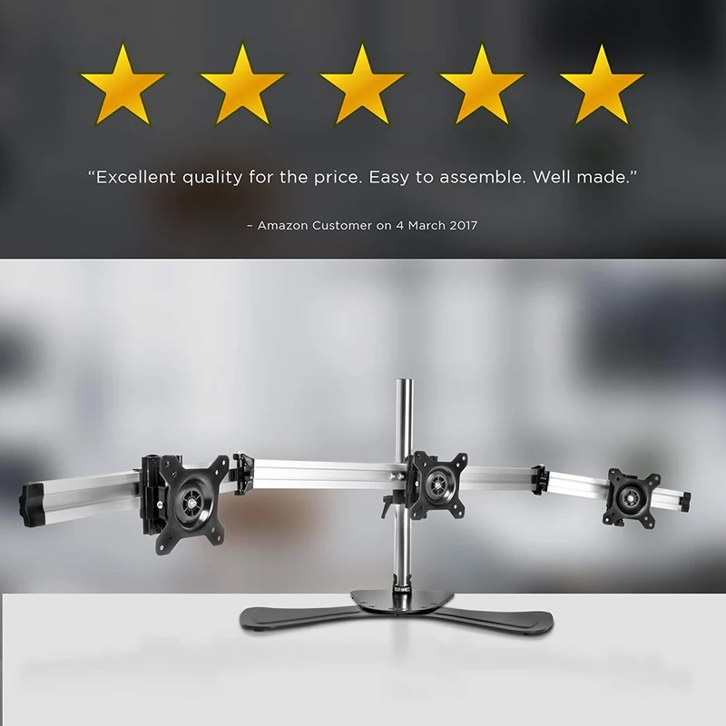 Duronic DM753 Support Triple 3 écrans de PC sur Socle | Hauteur Ajustable | Rotatif et Inclinable | Compatibilité avec Moniteur VESA 75/100 | Potence et Bras en Aluminium | Passe câble Inclus
