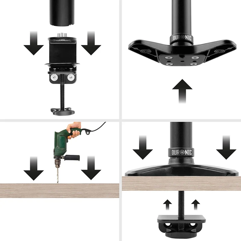 Duronic DM-GR-02 Grommet pour support d'écran de la gamme DM45 DM55 DM65 | Permet d'attacher un support d'écran en perçant le bureau à la place de la pince de de fixation