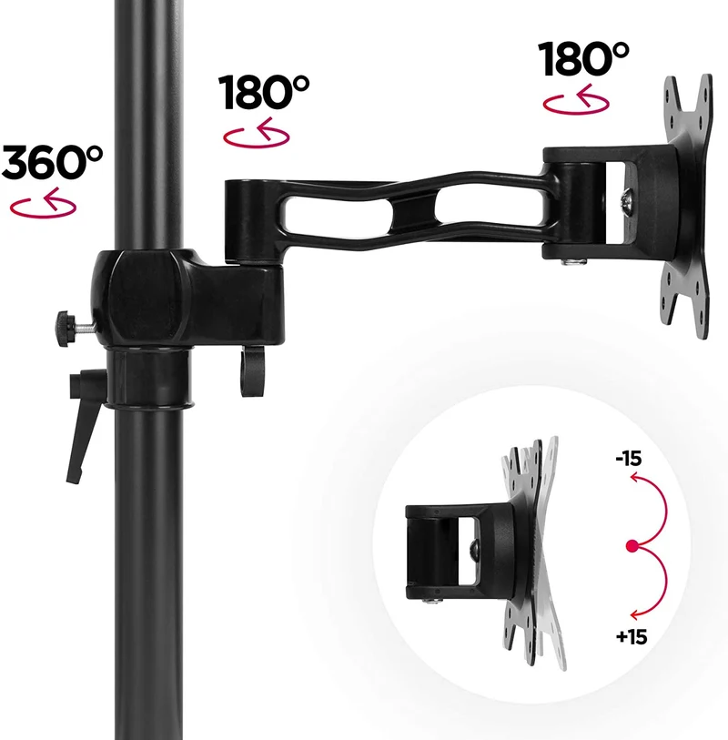 Duronic DM35V2X2 Support vertical pour 2 deux écrans à pince pour bureau | Hauteur ajustable | Inclinable / Pivotable | Compatibilité universelle avec moniteur VESA 75/100 | 1 Extension | Aluminium