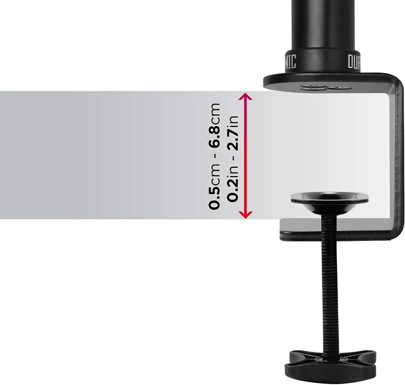 Duronic DM35V2X2 Support vertical pour 2 deux écrans à pince pour bureau | Hauteur ajustable | Inclinable / Pivotable | Compatibilité universelle avec moniteur VESA 75/100 | 1 Extension | Aluminium