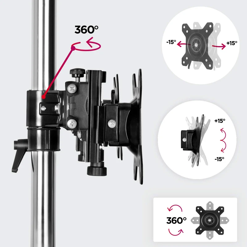 Duronic DM756 Support sextuple 6 écrans de PC sur Socle | Hauteur Ajustable | Rotatif et Inclinable | Compatibilité avec Moniteur VESA 75/100 | Potence et Bras en Aluminium | Passe câble Inclus