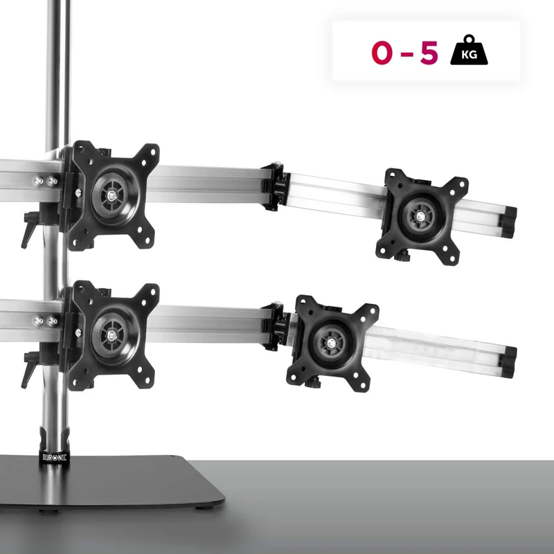 Duronic DM756 Support sextuple 6 écrans de PC sur Socle | Hauteur Ajustable | Rotatif et Inclinable | Compatibilité avec Moniteur VESA 75/100 | Potence et Bras en Aluminium | Passe câble Inclus