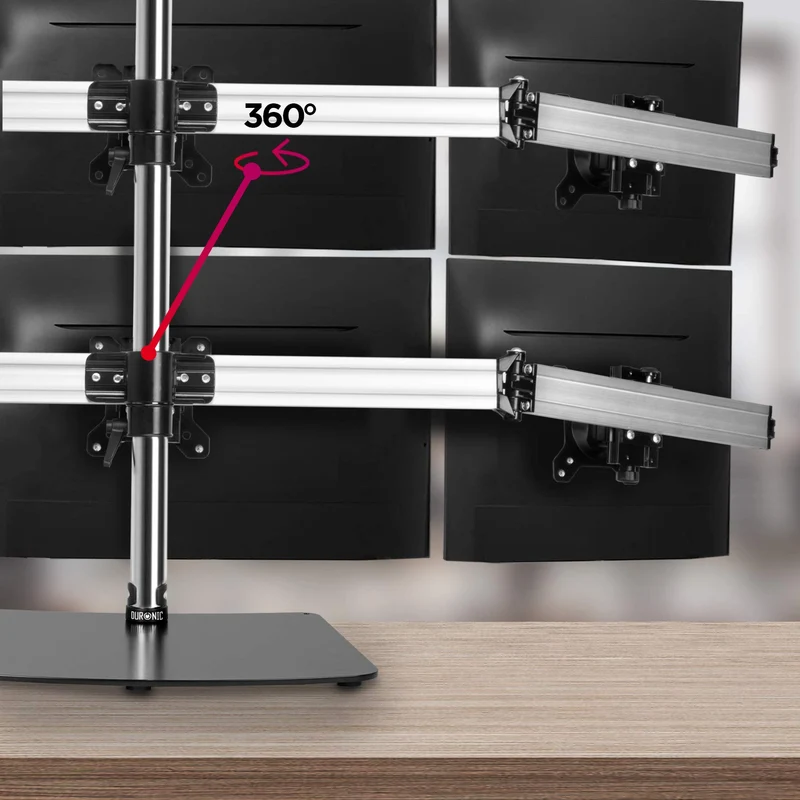 Duronic DM756 Support sextuple 6 écrans de PC sur Socle | Hauteur Ajustable | Rotatif et Inclinable | Compatibilité avec Moniteur VESA 75/100 | Potence et Bras en Aluminium | Passe câble Inclus