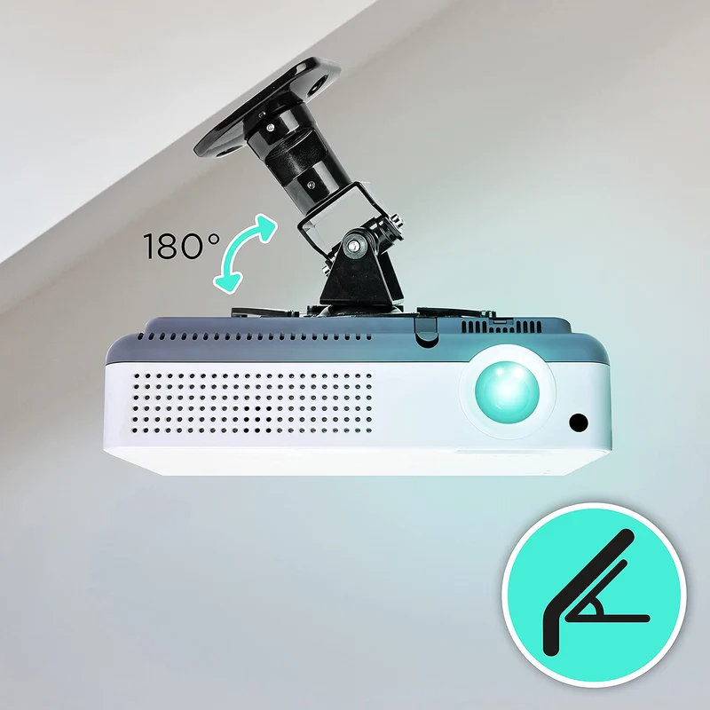 Duronic PB01XB Support pour Vidéoprojecteur Plafond Rotatif 360° Inclinable 180° Pivotant 180° Charge maximale de 10 kg Idéal pour Home Cinema présentations conférences