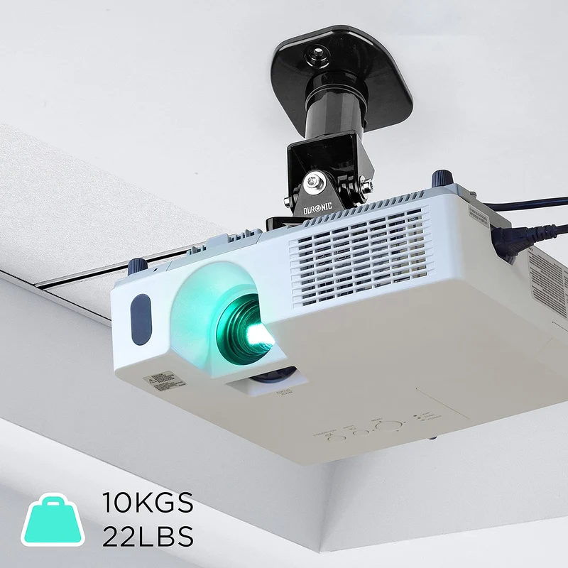 Duronic PB01XB Support pour Vidéoprojecteur Plafond Rotatif 360° Inclinable 180° Pivotant 180° Charge maximale de 10 kg Idéal pour Home Cinema présentations conférences