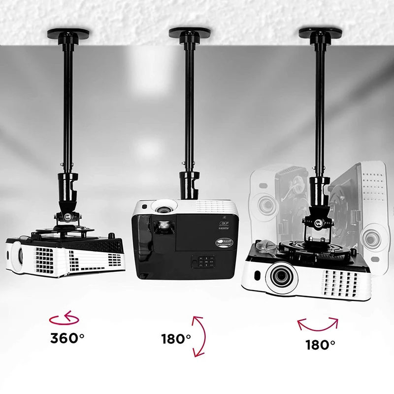 Duronic PB02XL Support pour Vidéoprojecteur Plafond Rotatif 360° Inclinable 180° Pivotant 180° Charge maximale de 10 kg Bras Extensible Idéal pour Home Cinema présentations conférences