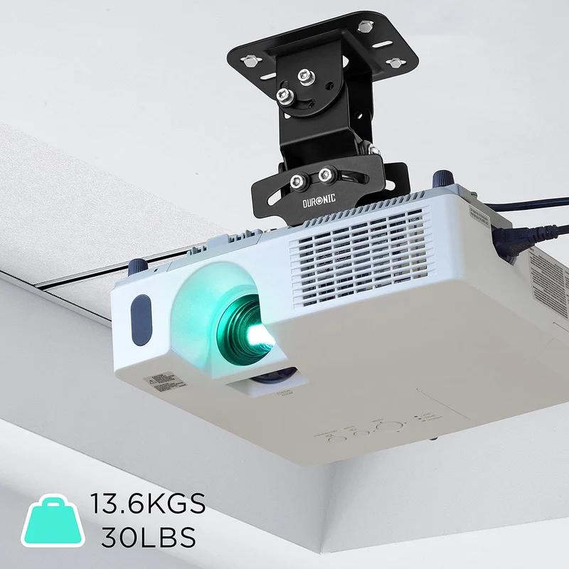 Duronic PB03XB Support pour Vidéoprojecteur Plafond Rotatif 360° Inclinable 30° Pivotant 20° Charge maximale de 13,6 kg Idéal pour Home Cinema présentations conférences