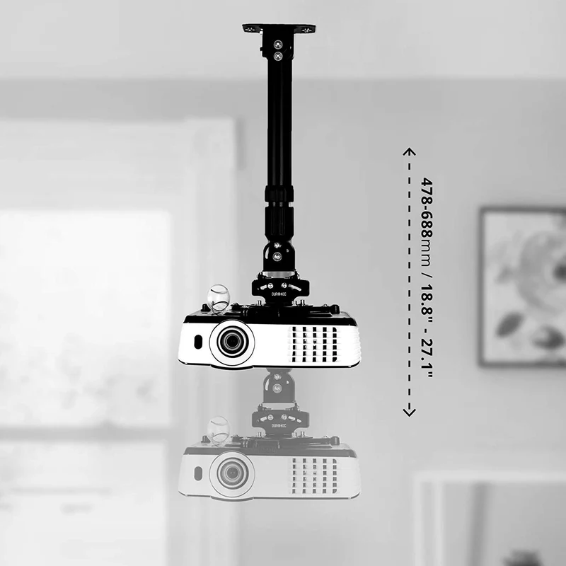 Duronic PB04XL Support pour Vidéoprojecteur Plafond Rotatif 360° Inclinable 30° et Pivotable 20° Charge maximale de 13,6 kg Bras Extensible Idéal pour Home Cinema présentations conférences