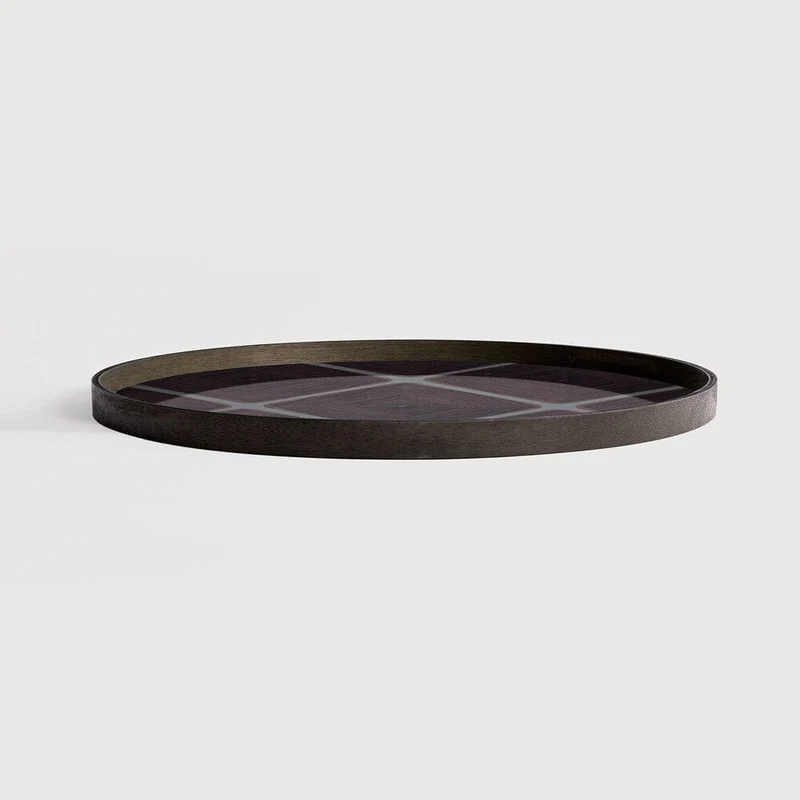 Ethnicraft Plateau en Verre Linear Squares - Grand Ø 92 cm