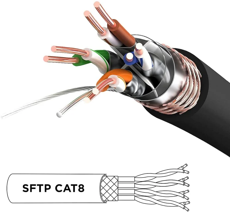 Duronic Câble Ethernet CAT8 BK 10M 2Ghz 2000MHz Vitesse 40Gbps S/FTP Câbles réseaux LAN internet network RJ45 blindés Haute Bande passante et transmission des données rapides Connecteurs or
