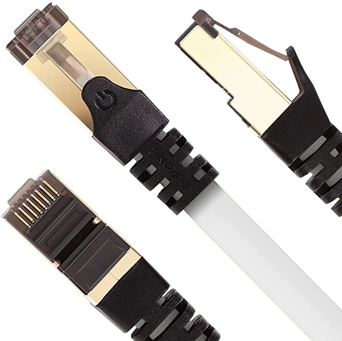 Duronic Câble Ethernet CAT8 WE 2M 2Ghz 2000MHz Vitesse 40Gbps S/FTP Câbles réseaux LAN internet network RJ45 blindés Haute Bande passante et transmission des données rapides Connecteurs or