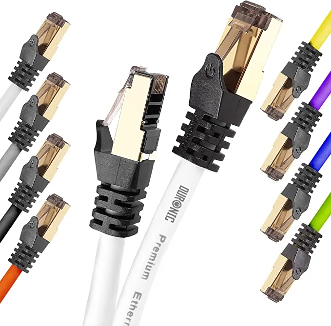 Duronic Câble Ethernet CAT8 WE 3M 2Ghz 2000MHz Vitesse 40Gbps S/FTP Câbles réseaux LAN internet network RJ45 blindés Haute Bande passante et transmission des données rapides Connecteurs or
