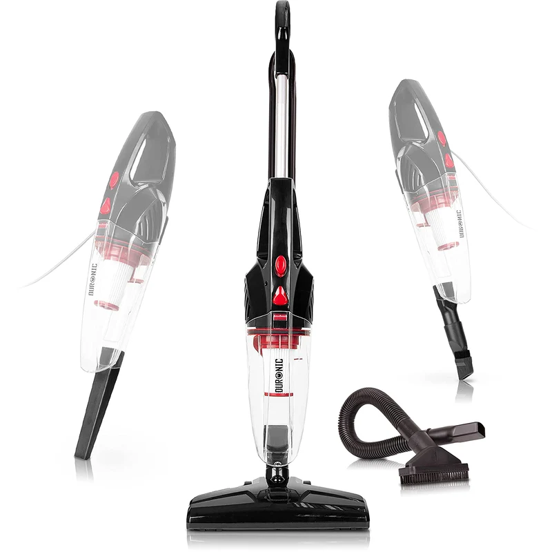 Duronic VC8 BK Aspirateur Balai et à Main sans Sac Classe A + tête suceuse/Flexible/Brosse - Se converti en Quelques Secondes !