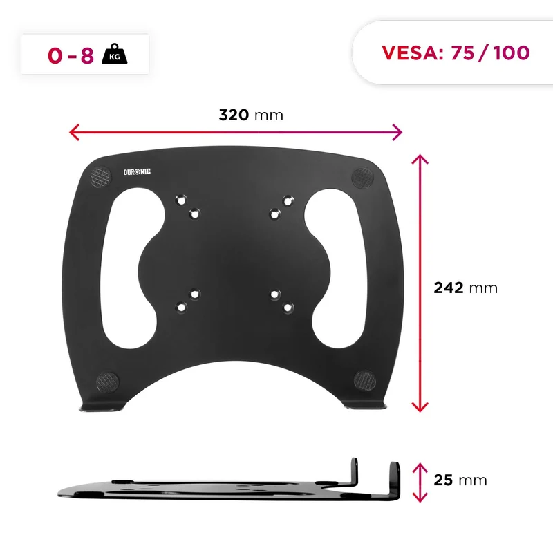 Duronic DML2 Support pour Ordinateur Portable Tablette Clavier d'ordinateur Compatible avec la Gamme DM45 DM55 DM65 VESA 75 100