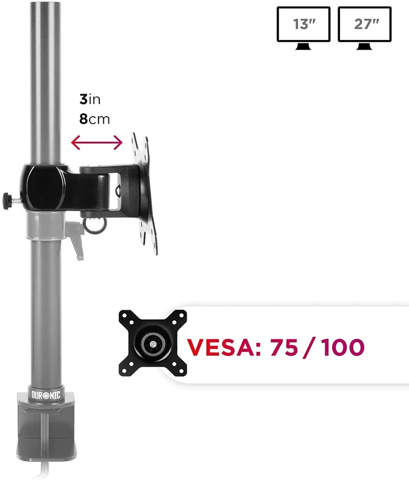 Duronic DM35 Head Tête supplémentaire pour Bras de Moniteur d’Ordinateur Permet d’Ajouter Un écran ou Accessoire tel Que Support Clavier Tablette Ordinateur Portable Compatible avec la Gamme DM35
