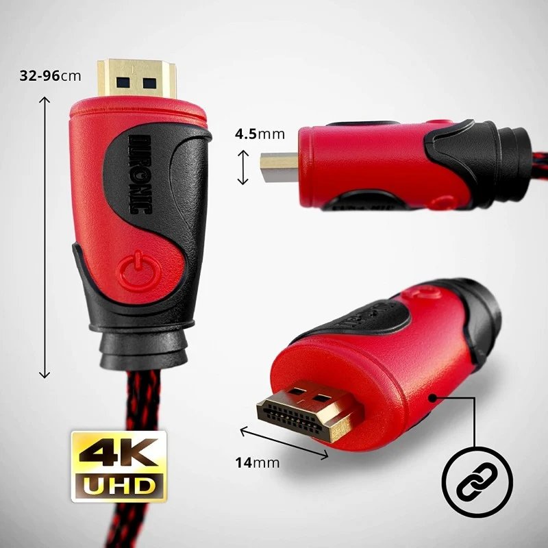 Duronic HDC03 / 5 m | Câble HDMI dernière génération 2.0 | 5 mètres |Connecteurs en plaqué Or 24K | Permet la Transmission Rapide de Signal 3D 4K 2160p | Ethernet