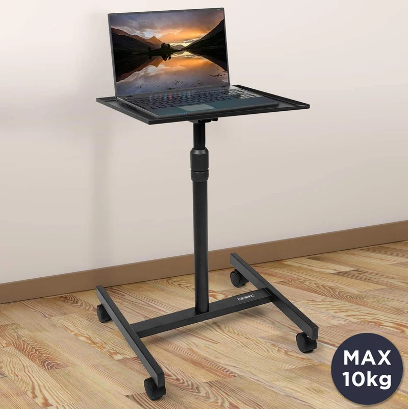Duronic WPS20 Support pour projecteur Ordinateur Portable Table multiusage à roulettes Hauteur Ajustable 67-99 cm Manuel Capacité 10 kg Bords sécurisés et Sangle de sécurité