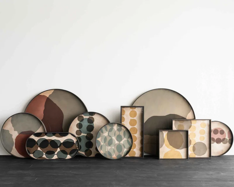 Ethnicraft Plateau Carré en Verre Layered Dots