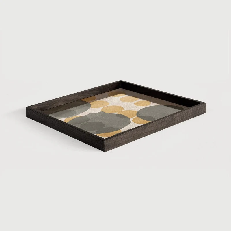 Ethnicraft Plateau Carré en Verre Layered Dots