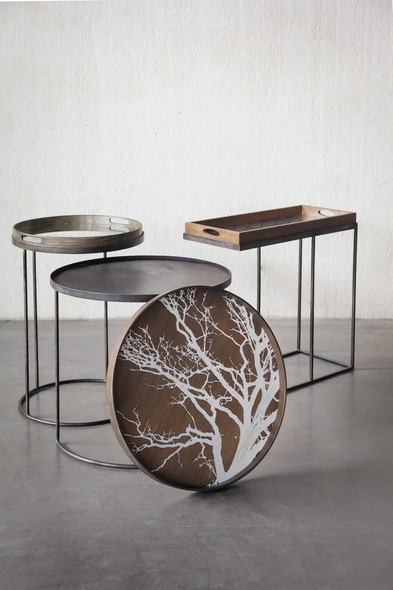 Ethnicraft Plateau en Bois Tree – Arbre Blanc Ø 61cm