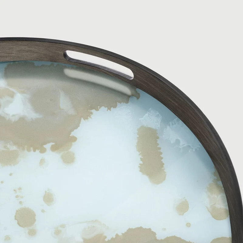 Ethnicraft Plateau en Verre Organic – Mist Gold Ø 48cm