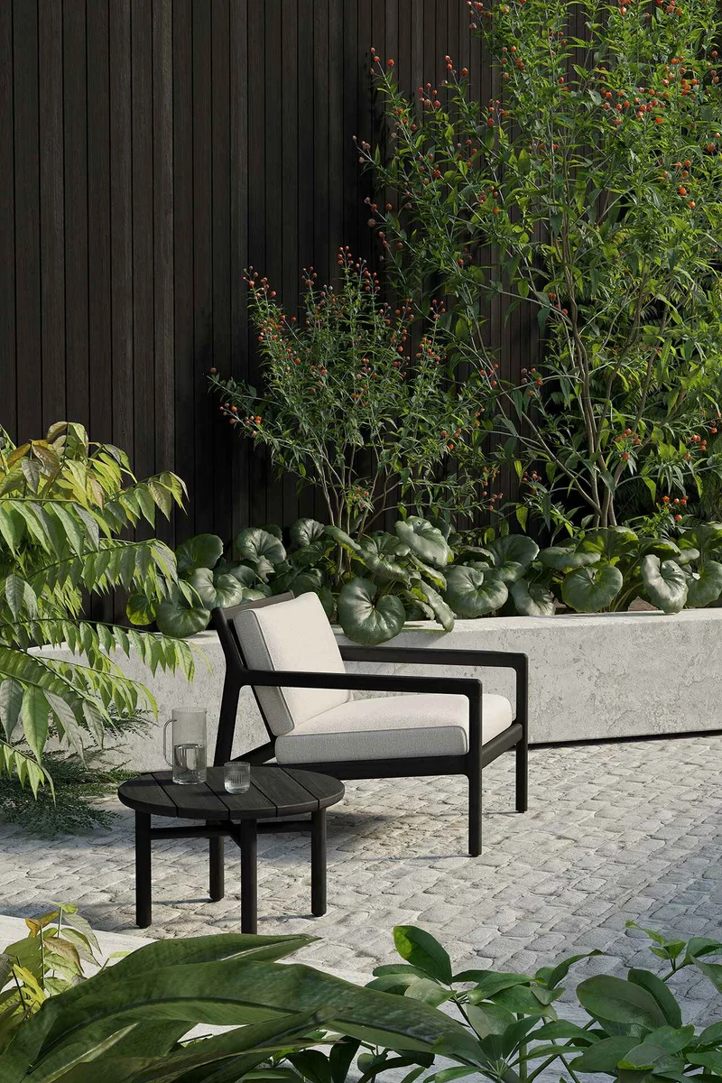 Fauteuil Lounge Jack en Teck Noir Ethnicraft (avec coussins)