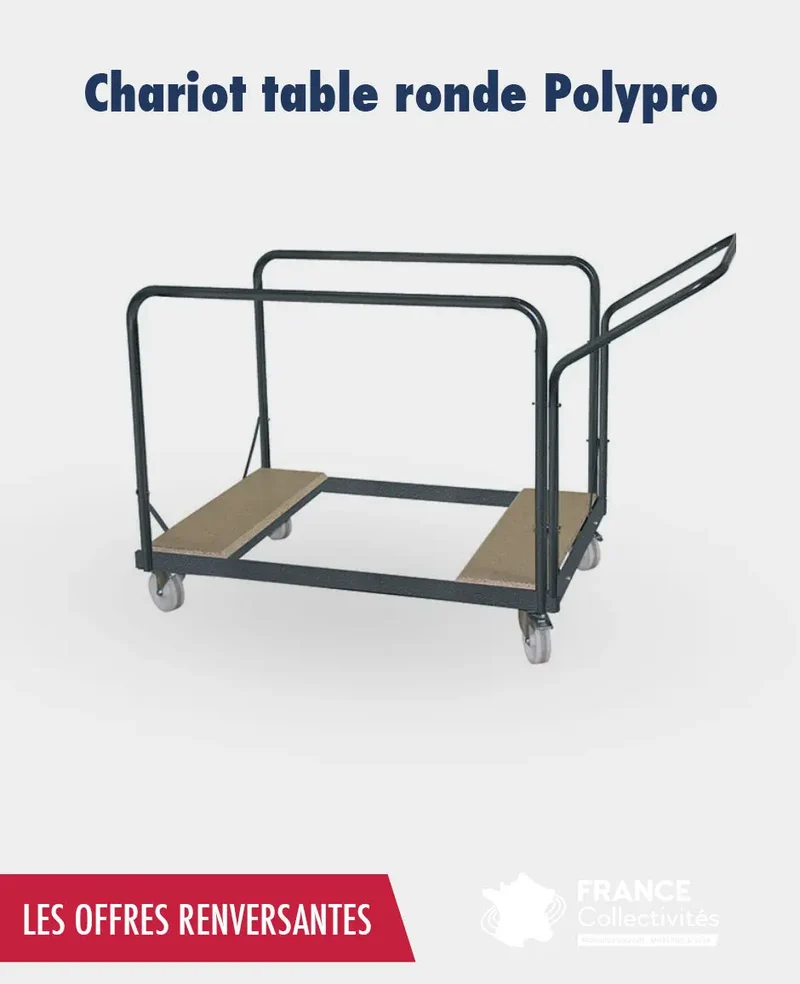 Promo 12 tables rondes 180 cm pliante polypro + 1 chariot