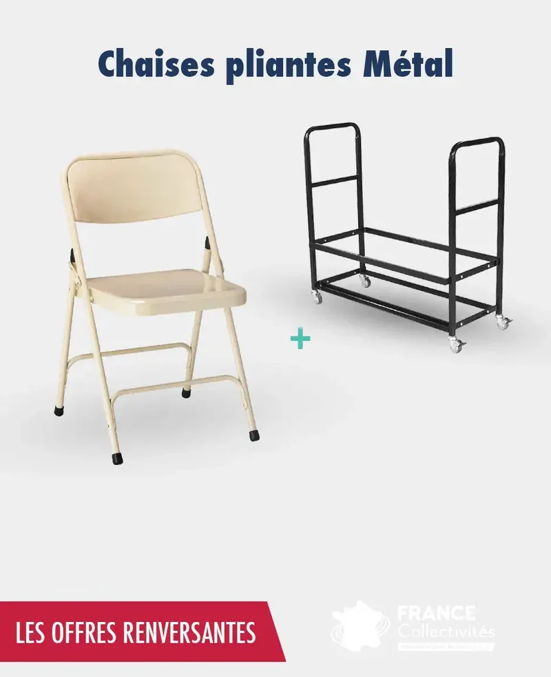 Promo 24 chaises pliantes métal + 1 chariot