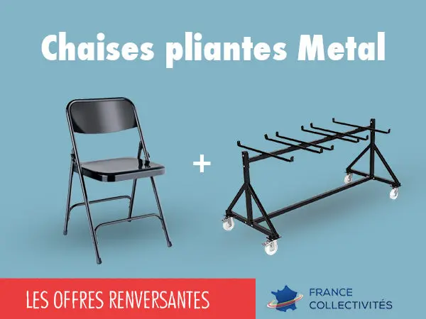 Promo 48 chaises pliantes métal + 1 chariot