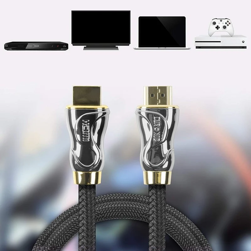 Duronic HDC04 / 1 m Câble HDMI dernière génération 2.0 | 1 mètre | Tête en métal et connecteurs en plaqué Or 24K | Permet la Transmission Rapide de Signal 3D 4K 2160p | Ethernet