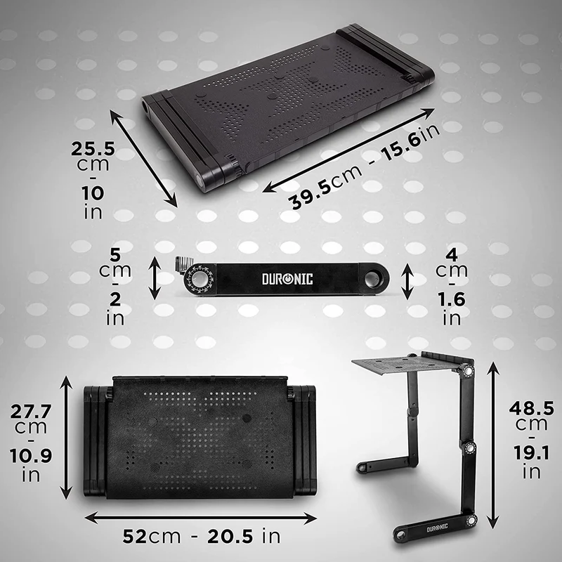 Duronic DML121 Support pour Ordinateur Portable Multifonction Pliable et réglable avec 6 articulations pour Tablette ou MacBook