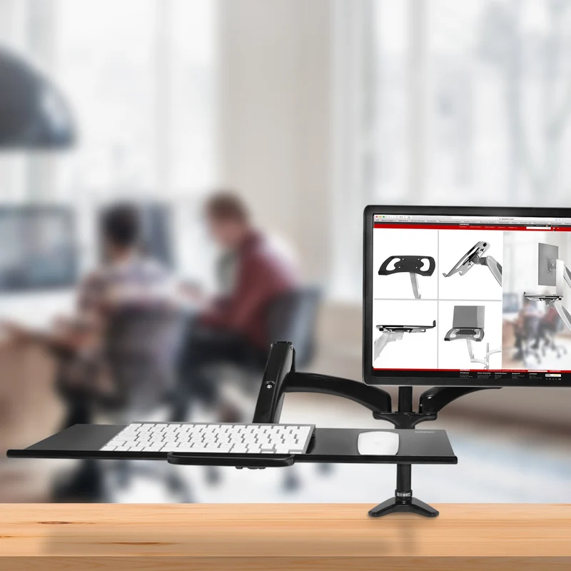 Duronic DM0K1 Support Clavier et Souris Accessoire pour Bras d’écran Surface Ergonomique de 60 x 18 cm Facile à Monter et Ajustable Compatibilité Universelle avec Bras d’écran