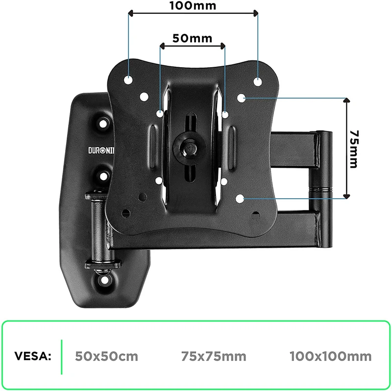 Duronic TVB0920 Support Mural inclinable pour écran de télévision de 13 à 30 Pouces ou 33 à 71 cm VESA 50 x 100 mm Charge maximale de 18 kg Bras extenseur