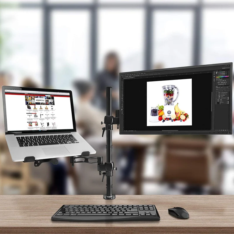 Duronic DM35L1X1 Support de Moniteur et Support d'Ordinateur Portable PC à Pince pour Bureau | Rotatif/Inclinable/Pivotable | Compatibilité Universelle avec Moniteur VESA 75/100