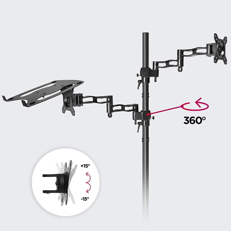 Duronic DM35L1X1 Support de Moniteur et Support d'Ordinateur Portable PC à Pince pour Bureau | Rotatif/Inclinable/Pivotable | Compatibilité Universelle avec Moniteur VESA 75/100