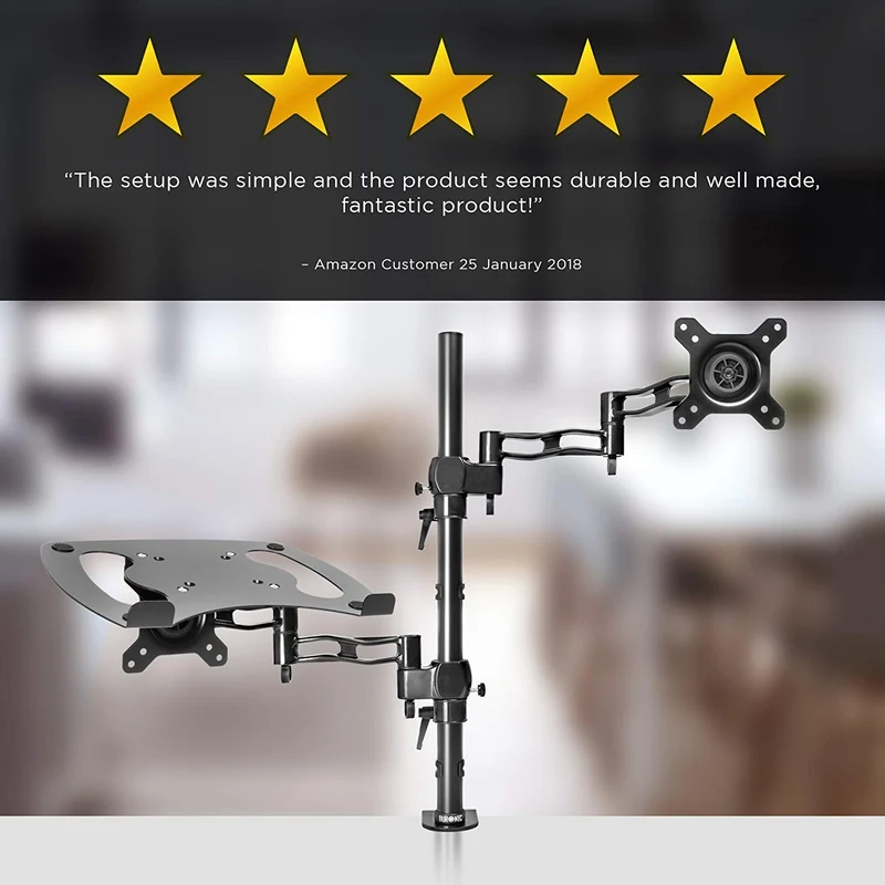 Duronic DM35L1X1 Support de Moniteur et Support d'Ordinateur Portable PC à Pince pour Bureau | Rotatif/Inclinable/Pivotable | Compatibilité Universelle avec Moniteur VESA 75/100