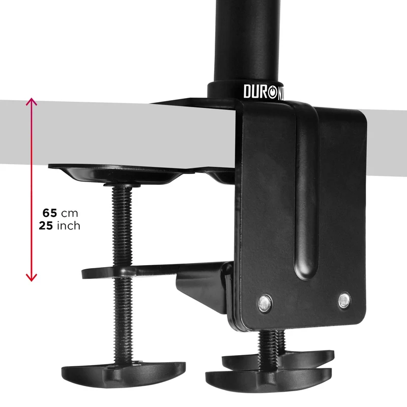 Duronic DM453VX1 Support Quadruple 4 écrans à Pince pour Bureau Passe câbles Inclus Hauteur Ajustable Rotatif Inclinable Pivotable Compatibilité avec moniteurs VESA 75/100 Aluminium