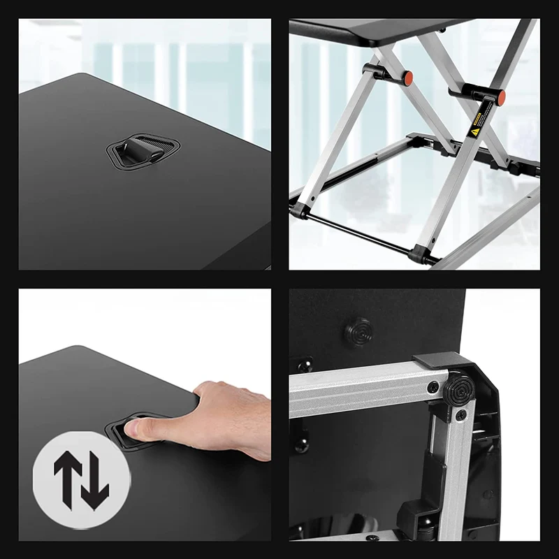 Duronic DM05D11 BK Poste / station de travail assis debout pour écran / clavier / souris noir | Manuel | Hauteur ajustable 6 – 40 cm | 74 x 43 cm | Acier | Espace de travail ergonomique