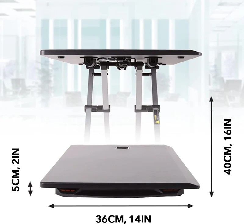 Duronic DM05D11 BK Poste / station de travail assis debout pour écran / clavier / souris noir | Manuel | Hauteur ajustable 6 – 40 cm | 74 x 43 cm | Acier | Espace de travail ergonomique