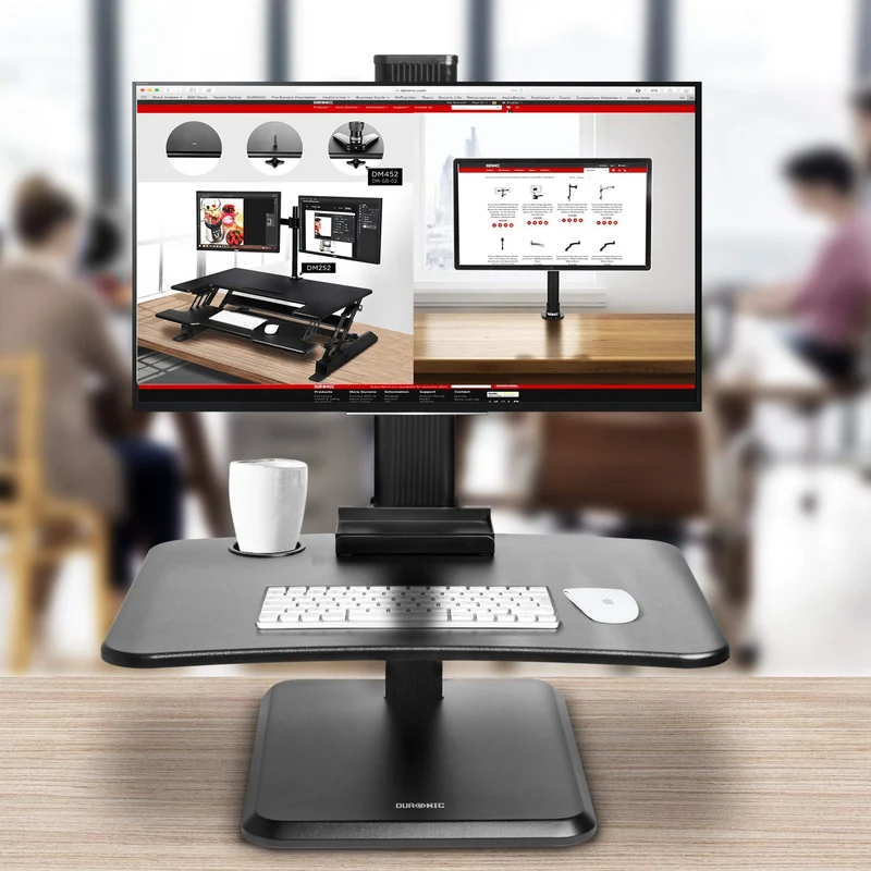Duronic DM05D14 Poste/Station de Travail Assis-Debout de 65 cm pour écran/Clavier/Souris/avec Support d'écran incorporé - Hauteur Ajustable pour Travailler Assis et Debout