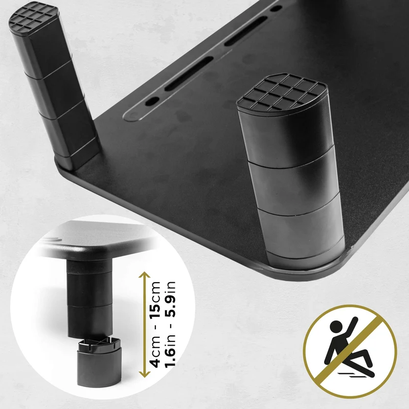 Duronic DM055 Support pour moniteur 40 x 28 cm Rehausseur d’écran d’ordinateur portable LCD LED TV ajustable en hauteur de 4 à 15 cm Espace de travail avec fente pour téléphone smartphone tablette