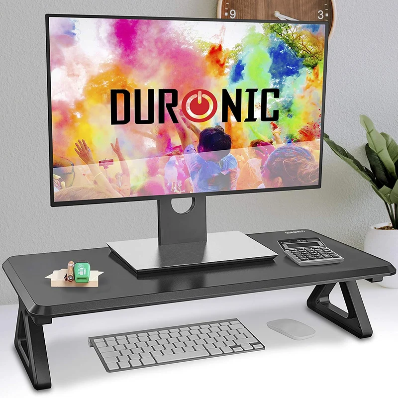 Duronic DM06-1 BK Support pour Moniteur en MDF 62 x 30 cm Rehausseur d’écran d’Ordinateur Portable LCD LED TV Permet de rehausser de 15 cm Espace de Travail Ergonomique avec Rangement