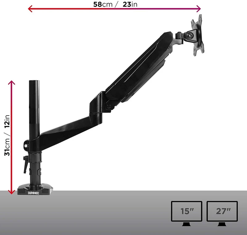 Duronic DMG51X2 Support d’écran de PC à pince pour bureau | Mécanisme à gaz | Ajustement à la volée | Hauteur ajustable | Rotatif / Inclinable / Pivotable | Compatibilité avec moniteurs VESA 75/100