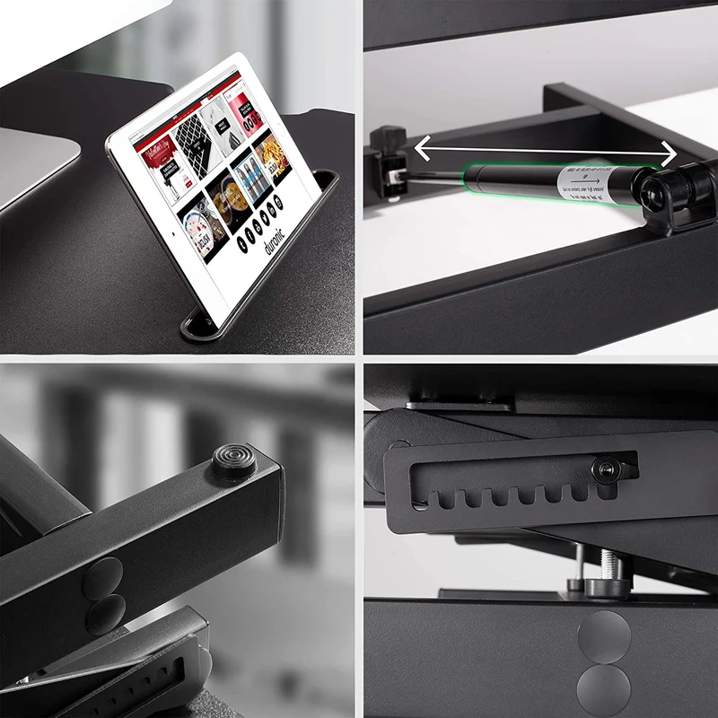 Duronic DM05D18 Poste / Station de travail assis-debout de 55 x 53 cm pour écran / clavier / souris - Hauteur ajustable de 16 à 42 cm pour travailler assis et debout - Compatible avec support de bureau Duronic